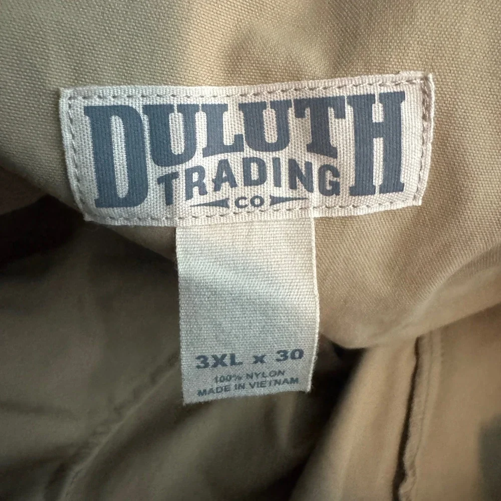 Duluth Trading Co Dry on the Fly Cargo Pants Mens 3XL Camel Brown Nylon Belted